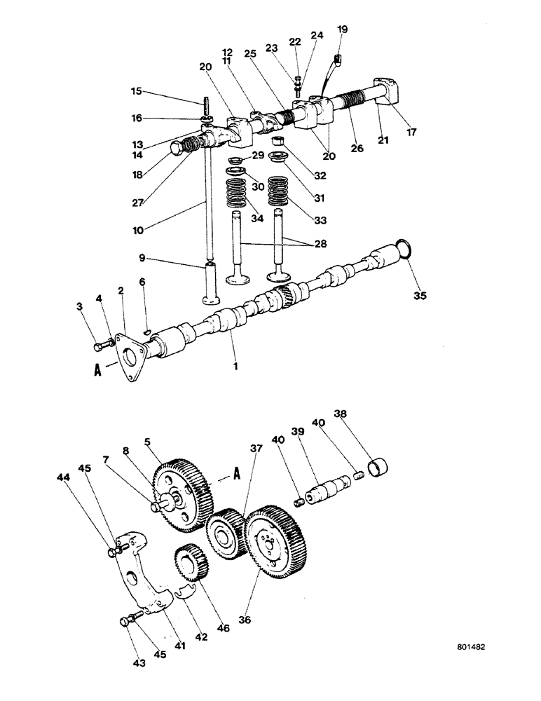 Схема запчастей Case 580G - (034) - ENGINE - CAMSHAFT, VALVES AND TIMING GEARS (02) - ENGINE