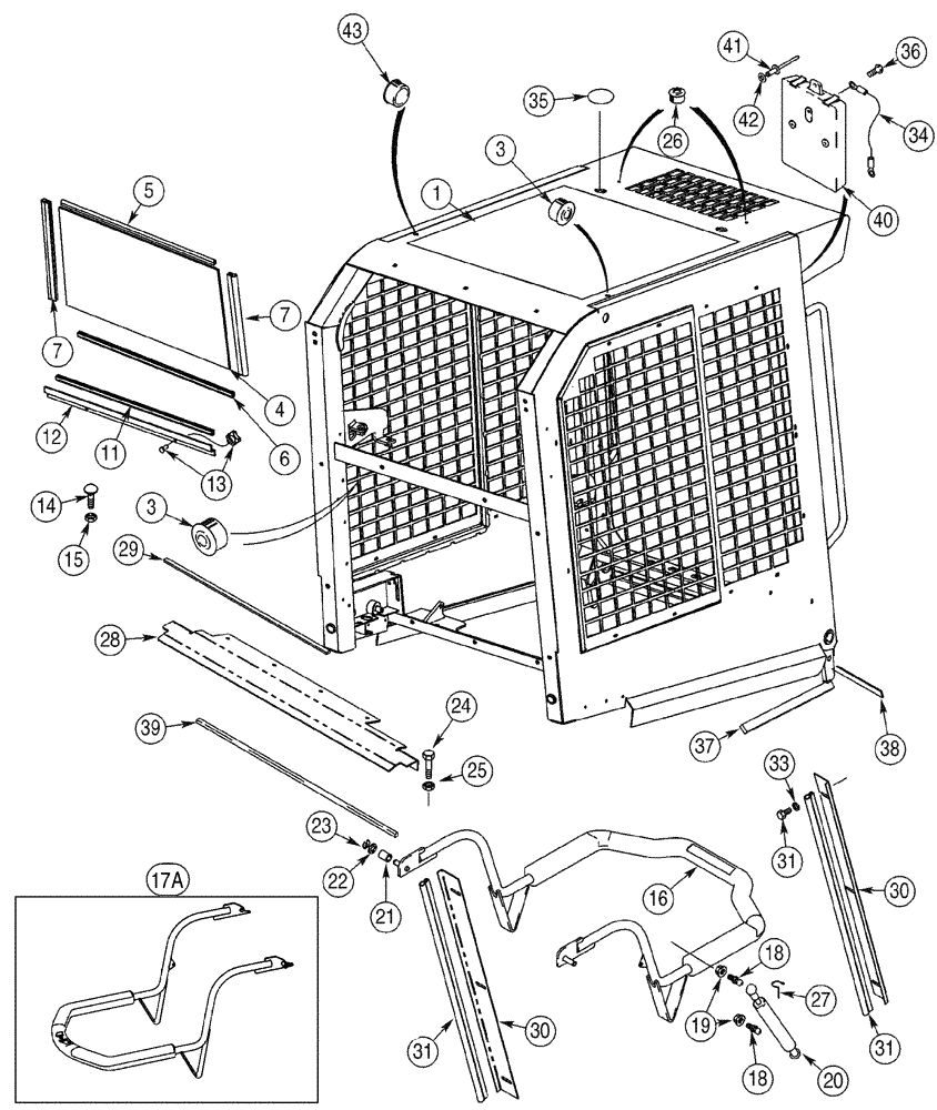 Схема запчастей Case 90XT - (09-38) - CANOPY, ROPS FRAME AND SEAT BAR, MODELS WITH DELUXE HEATER (09) - CHASSIS