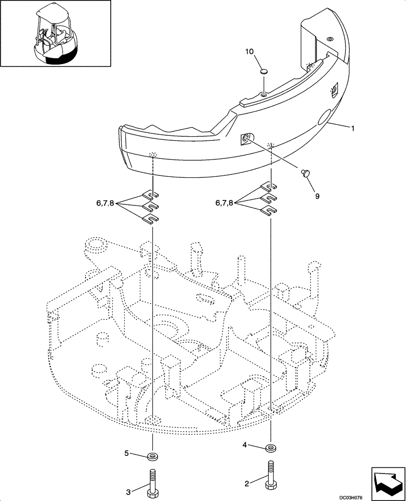 Схема запчастей Case CX25 - (09-03[00]) - COUNTERWEIGHT (09) - CHASSIS/ATTACHMENTS