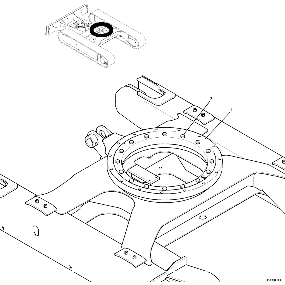 Схема запчастей Case CX27B BTW - (02-002) - RING ASSY, SLEWING (PM40F00013F1) (39) - FRAMES AND BALLASTING