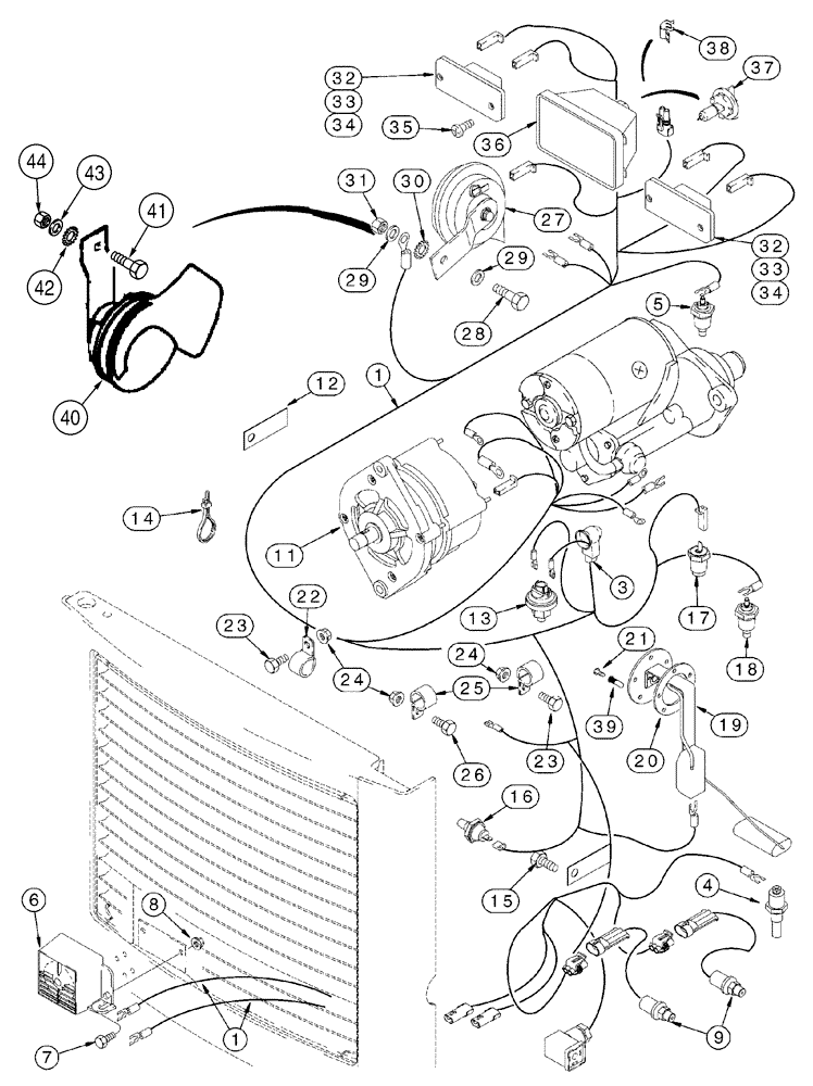 Схема запчастей Case 95XT - (04-10) - CHASSIS HARNESS, REAR (NORTH AMERICA -JAF0237963 / EUROPE) (04) - ELECTRICAL SYSTEMS