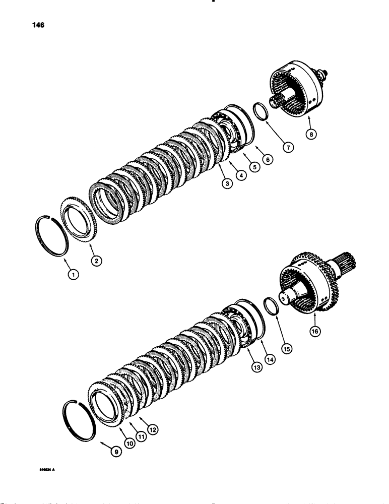 Схема запчастей Case 780B - (146) - TRANSMISSION LOW AND FORWARD CLUTCH ASSEMBLIES (06) - POWER TRAIN