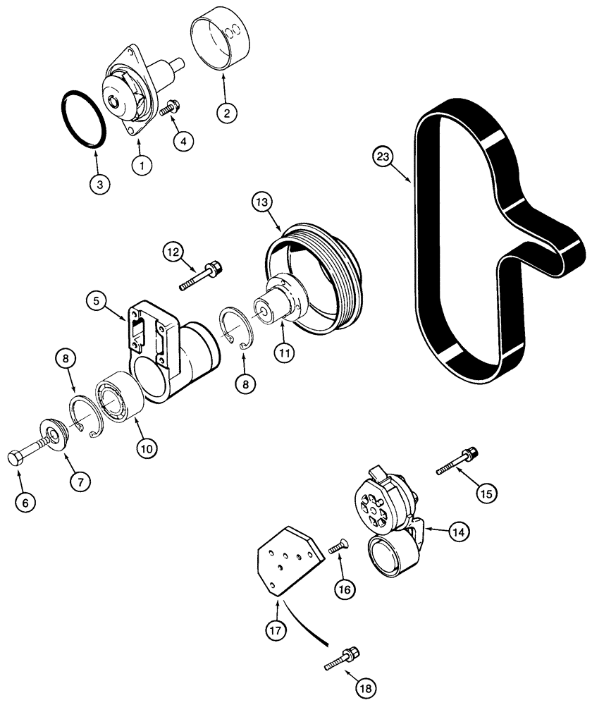 Схема запчастей Case 960 - (02-07) - WATER PUMP SYSTEM (02) - ENGINE