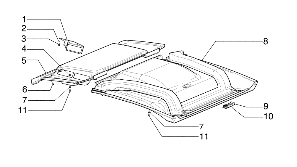 Схема запчастей Case 885B - (09-44[01]) - CAB, ROOF COVERINGS (09) - CHASSIS/ATTACHMENTS