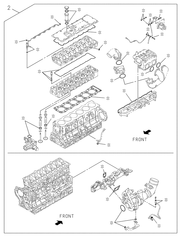 Схема запчастей Case CX470C - (02-006-03[01]) - PACKAGE SEALS - ENGINE (01) - ENGINE