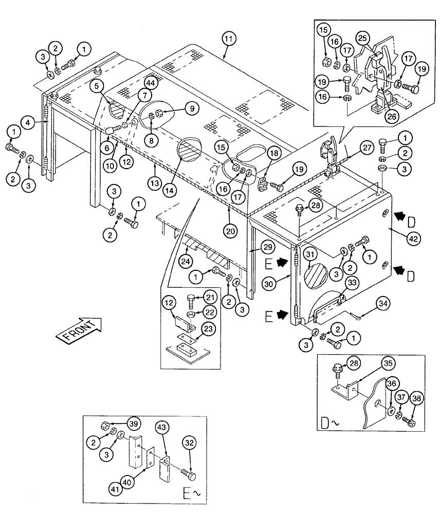 Схема запчастей Case 9020 - (9-16) - UPPER STRUCTURE, FRAME, PANELS AND INSULATION PADS (09) - CHASSIS