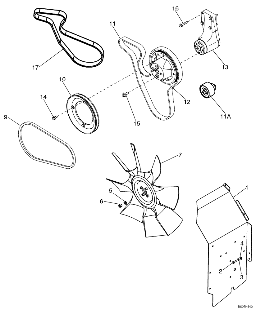 Схема запчастей Case 521D - (02-03) - FAN - FAN BELT (02) - ENGINE