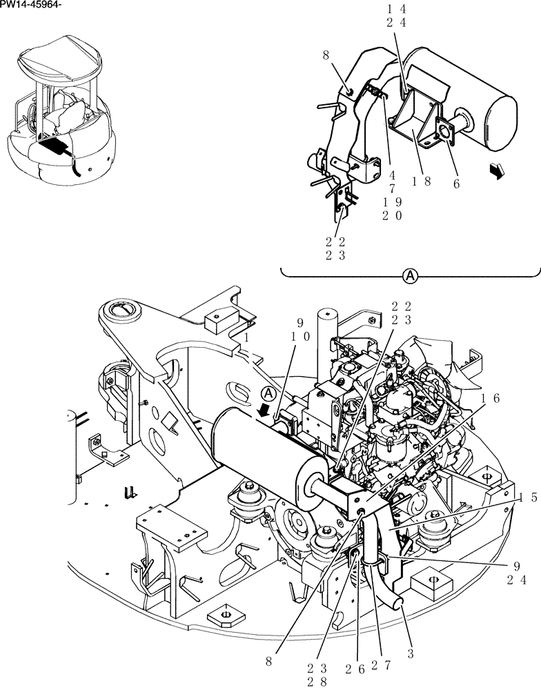 Схема запчастей Case CX31B - (046-01[1Z82]) - MUFFLER ASSEMBLY (00) - GENERAL & PICTORIAL INDEX