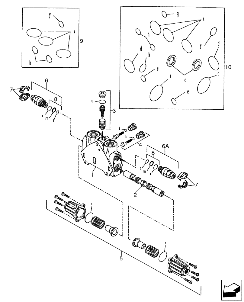 Схема запчастей Case 580SM - (35.150.10[01]) - VALVE SECTION - BACKHOE BUCKET (WITH PILOT CONTROLS) (580SM) (35) - HYDRAULIC SYSTEMS