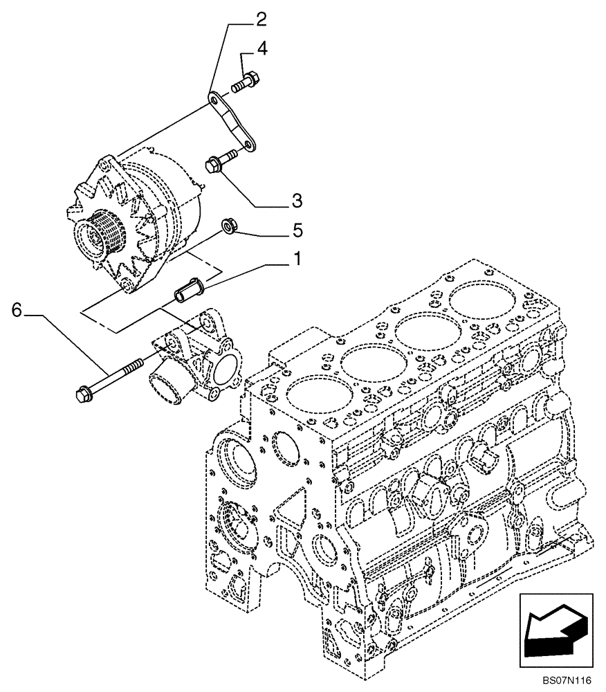 Схема запчастей Case 580M - (02-42) - ALTERNATOR MOUNTING (02) - ENGINE