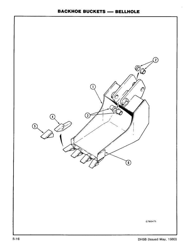 Схема запчастей Case DH5 - (5-16) - BACKHOE BUCKETS - BELLHOLE (84) - BOOMS, DIPPERS & BUCKETS