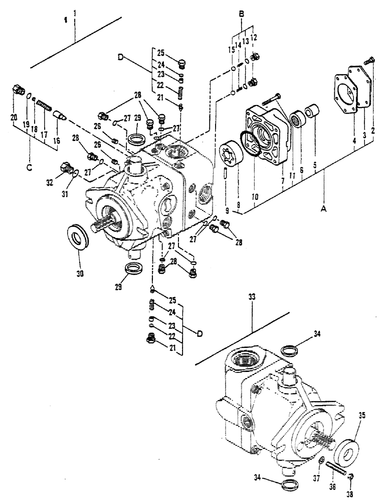 Схема запчастей Case 30 - (18) - PROPULSION PUMP AND MOTOR ASSEMBLIES 