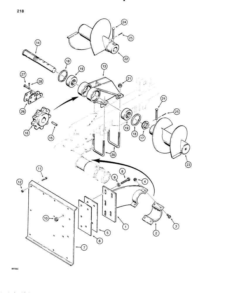 Схема запчастей Case SD100 - (218) - OFFSET TRENCHER, EXTENSION MOUNTING AND DIRT AUGER MOUNTING, EXTENSION MOUNTING (89) - TOOLS