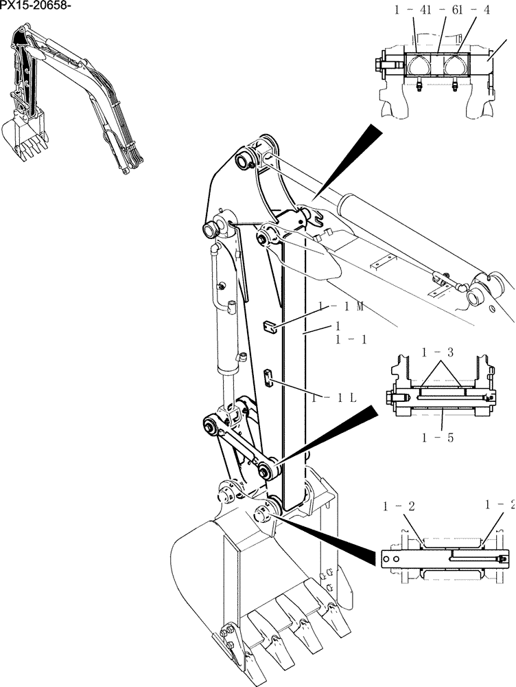 Схема запчастей Case CX36B - (582-17[1]) - ARM ASSY, STD 1.32M (4FT 4IN) Attachment