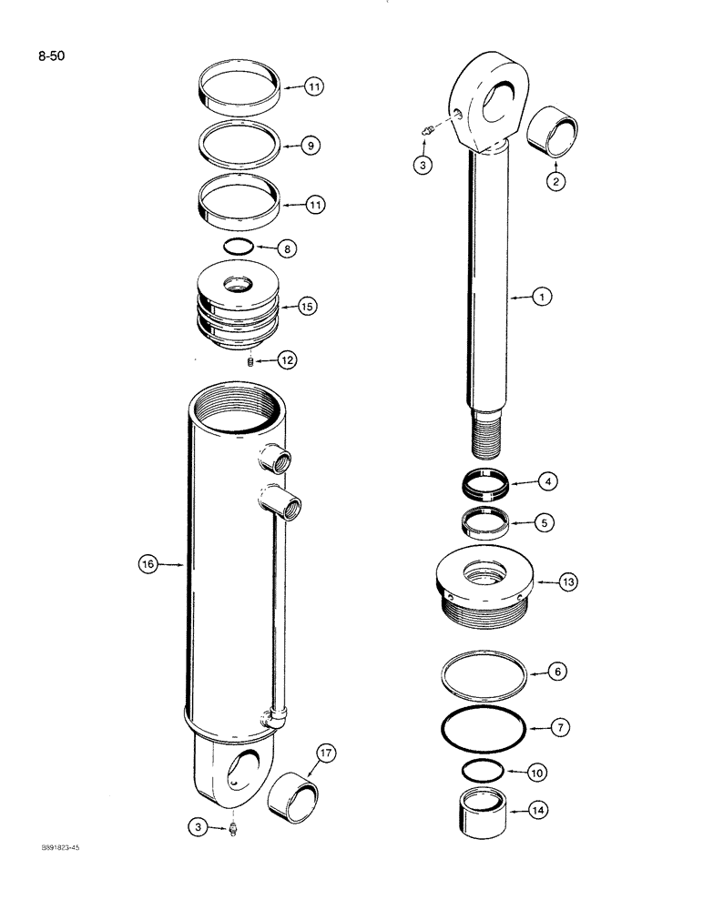 Схема запчастей Case 821 - (8-050) - LOADER AUXILIARY CYLINDER - S301000 (08) - HYDRAULICS