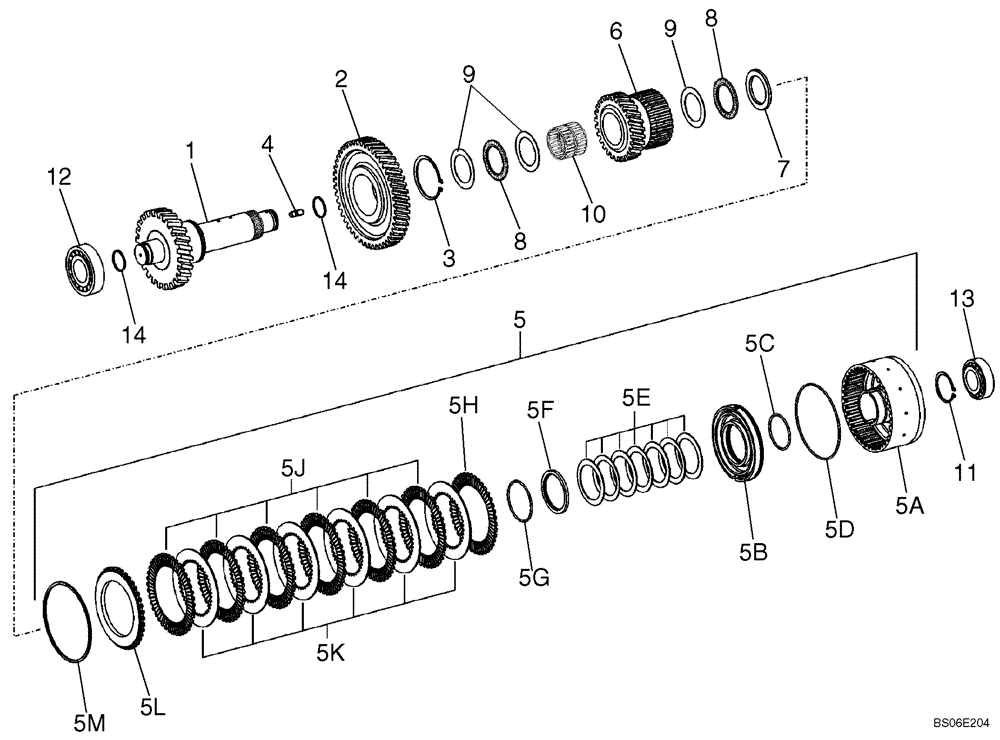 Схема запчастей Case 821E - (06-10) - TRANSMISSION - CLUTCH ASSY, FOURTH - PRIOR TO P.I.N. N7F203144 (06) - POWER TRAIN