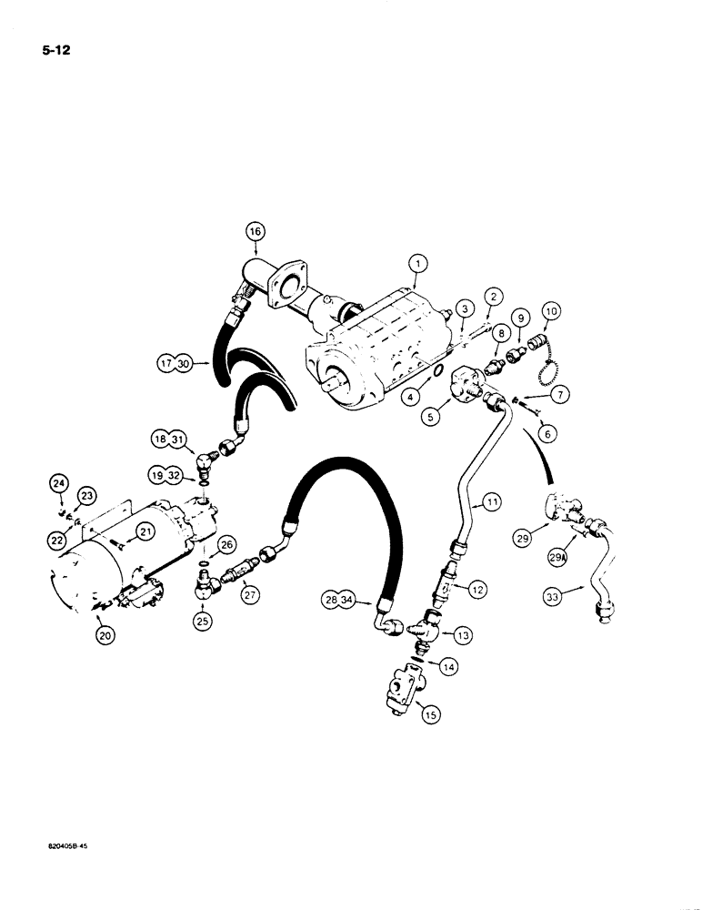 Схема запчастей Case W20C - (5-12) - AUXILIARY STEERING HYDRAULIC CIRCUIT, PUMP TO FLOW CONTROL VALVE (05) - STEERING