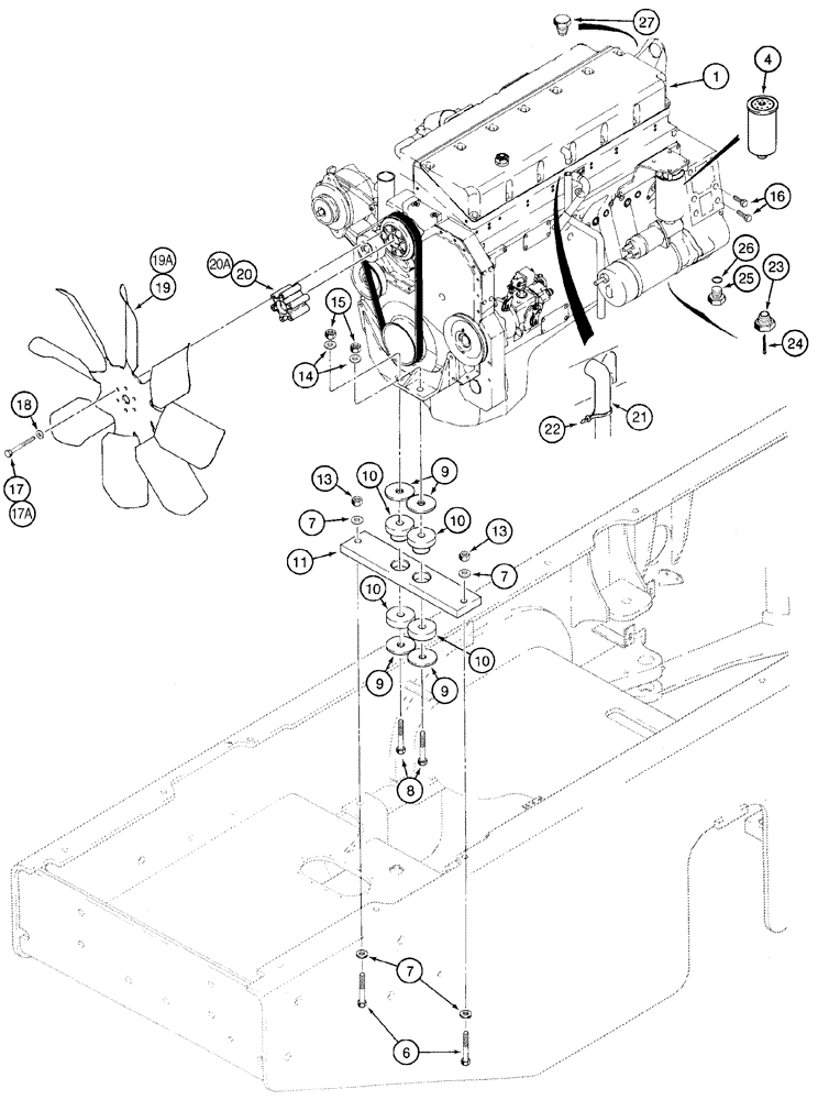 Схема запчастей Case 921C - (02-12) - MOUNT, ENGINE - FAN (02) - ENGINE