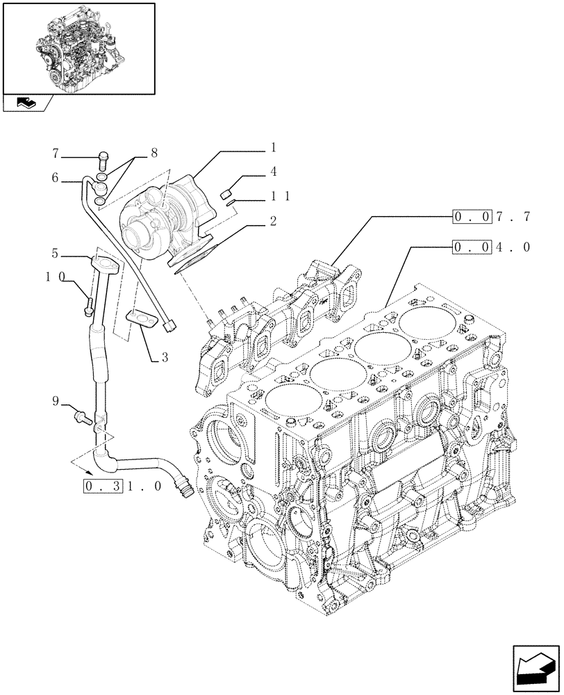 Схема запчастей Case F5CE5454B A001 - (0.24.0) - TURBOCHARGING (504183274) 