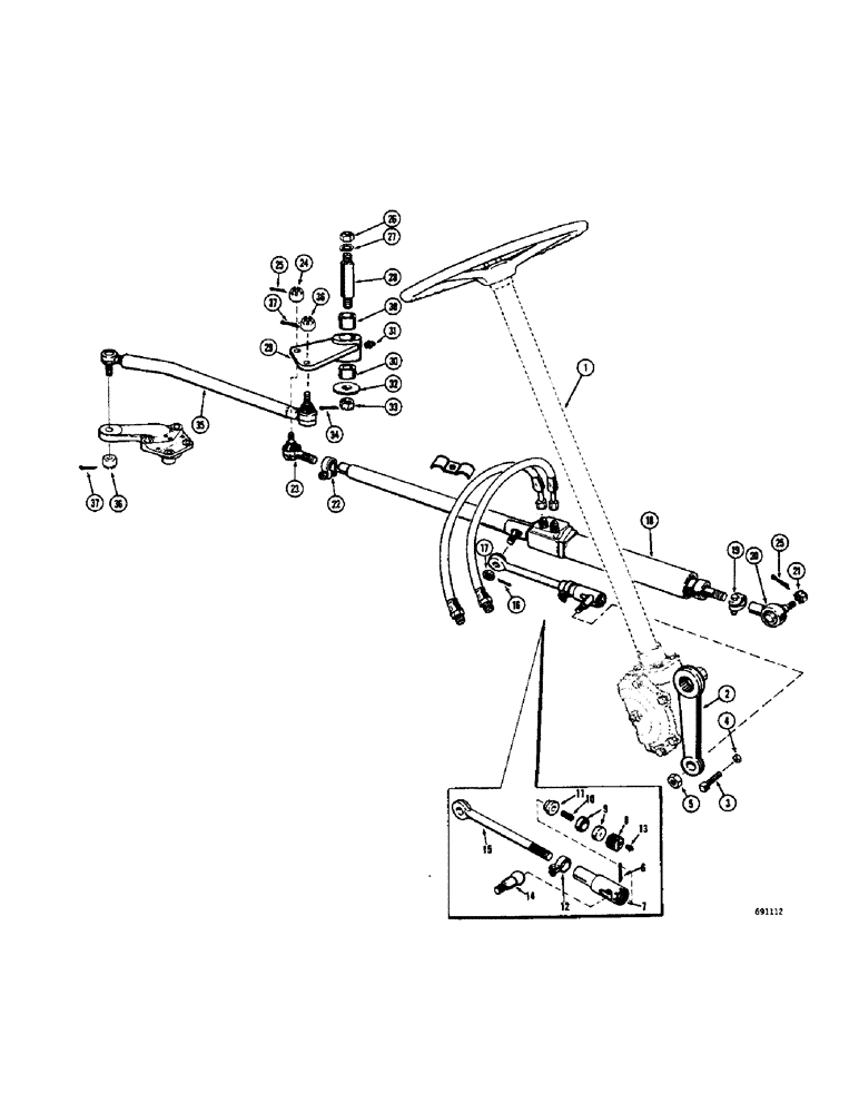 Схема запчастей Case W8B - (092) - STEERING GEAR LINKAGE (04) - UNDERCARRIAGE