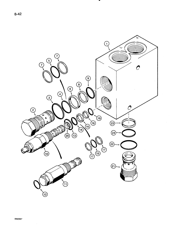 Схема запчастей Case 821 - (8-042) - UNLOADING VALVE (08) - HYDRAULICS