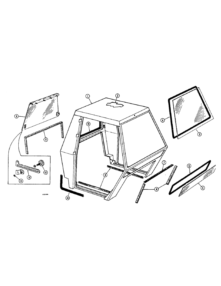 Схема запчастей Case W7E - (242) - OPERATORS CAB, FRONT AND REAR WINDOWS (09) - CHASSIS/ATTACHMENTS