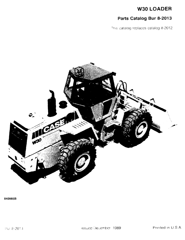 Схема запчастей Case W30 - (1-1) - W30 LOADER (00) - PICTORIAL INDEX