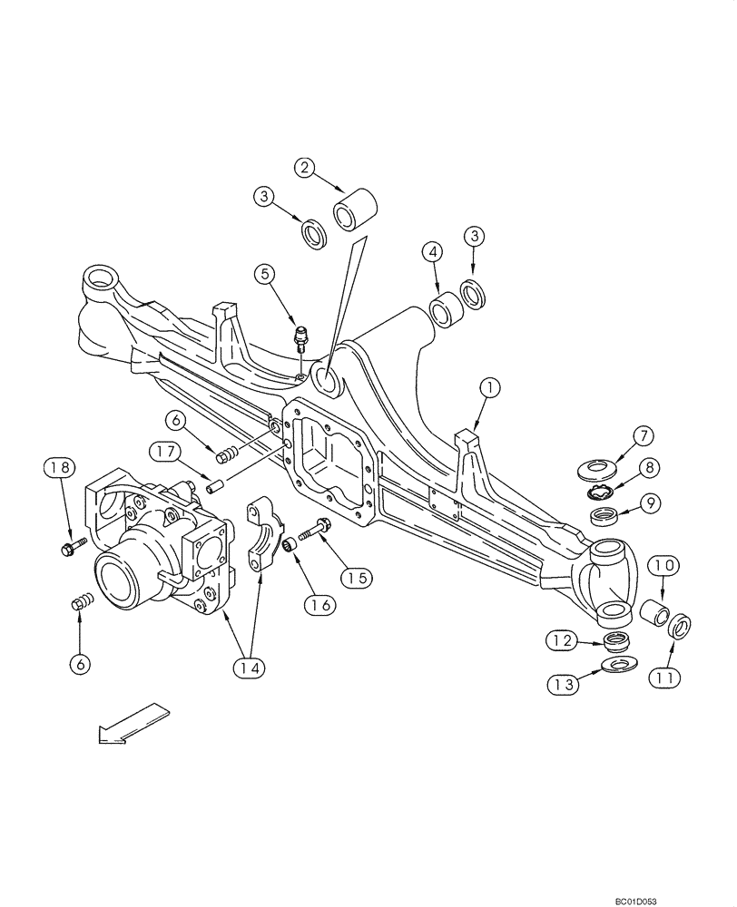 Схема запчастей Case 588G - (06-03) - AXLE, REAR DRIVE - HOUSING (06) - POWER TRAIN