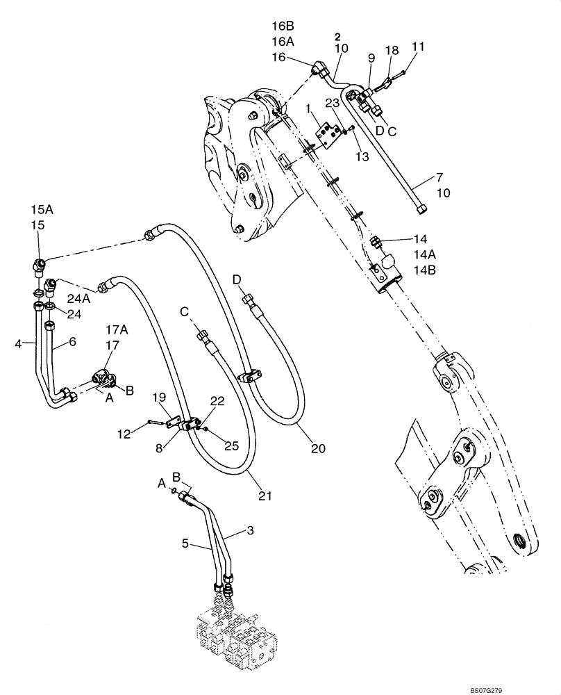 Схема запчастей Case 621E - (08-07) - HYDRAULICS - LOADER BUCKET (XT LOADER) - RIGHT SIDE (08) - HYDRAULICS