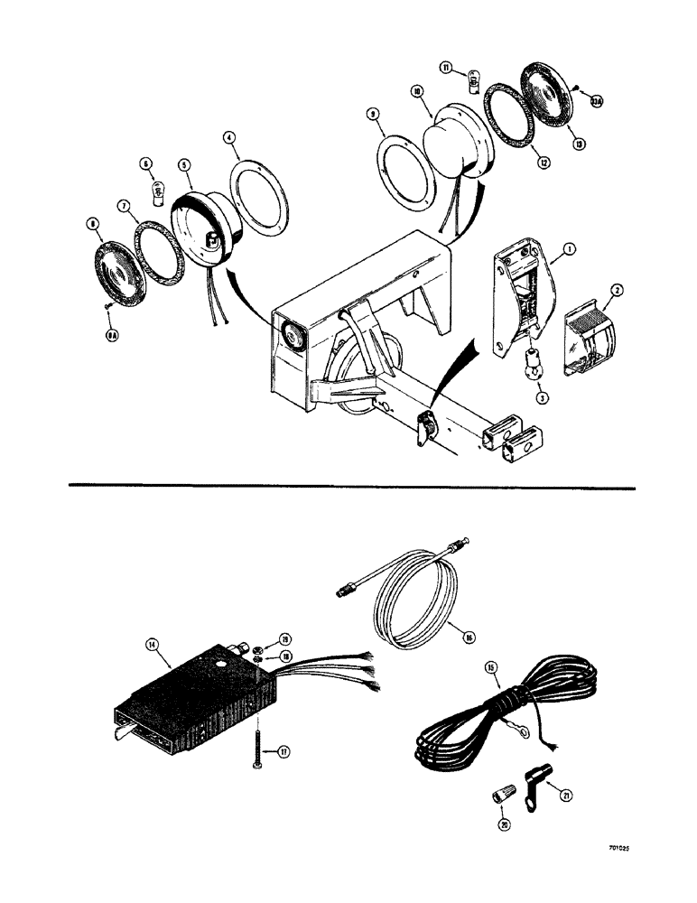 Схема запчастей Case 33 - (202) - TRANS-PACK TRAILER, LIGHTS AND BRAKE CONTROL, D48693 LICENSE PLATE LIGHT 