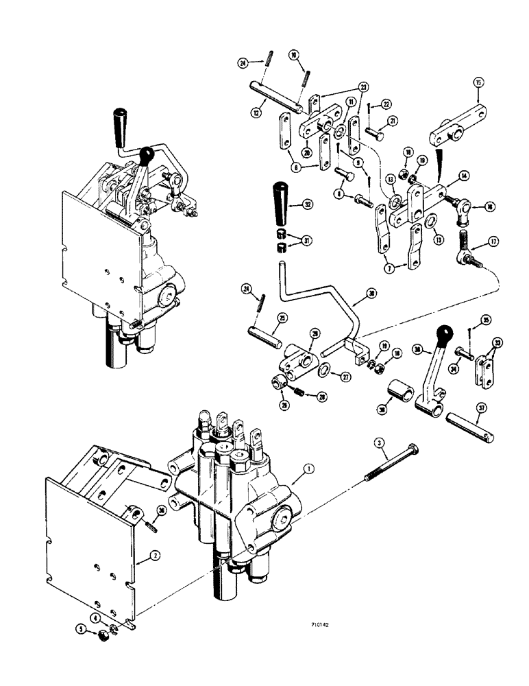 Схема запчастей Case 310G - (216) - EQUIPMENT CONTROL VALVES AND LEVERS, (TWO LEVERS - THREE SPOOLS) (07) - HYDRAULIC SYSTEM