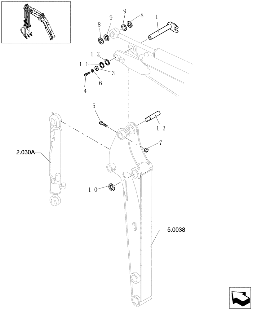 Схема запчастей Case CX31B - (2.003[02]) - ARM ASSEMBLY - STD (84) - BOOMS, DIPPERS & BUCKETS