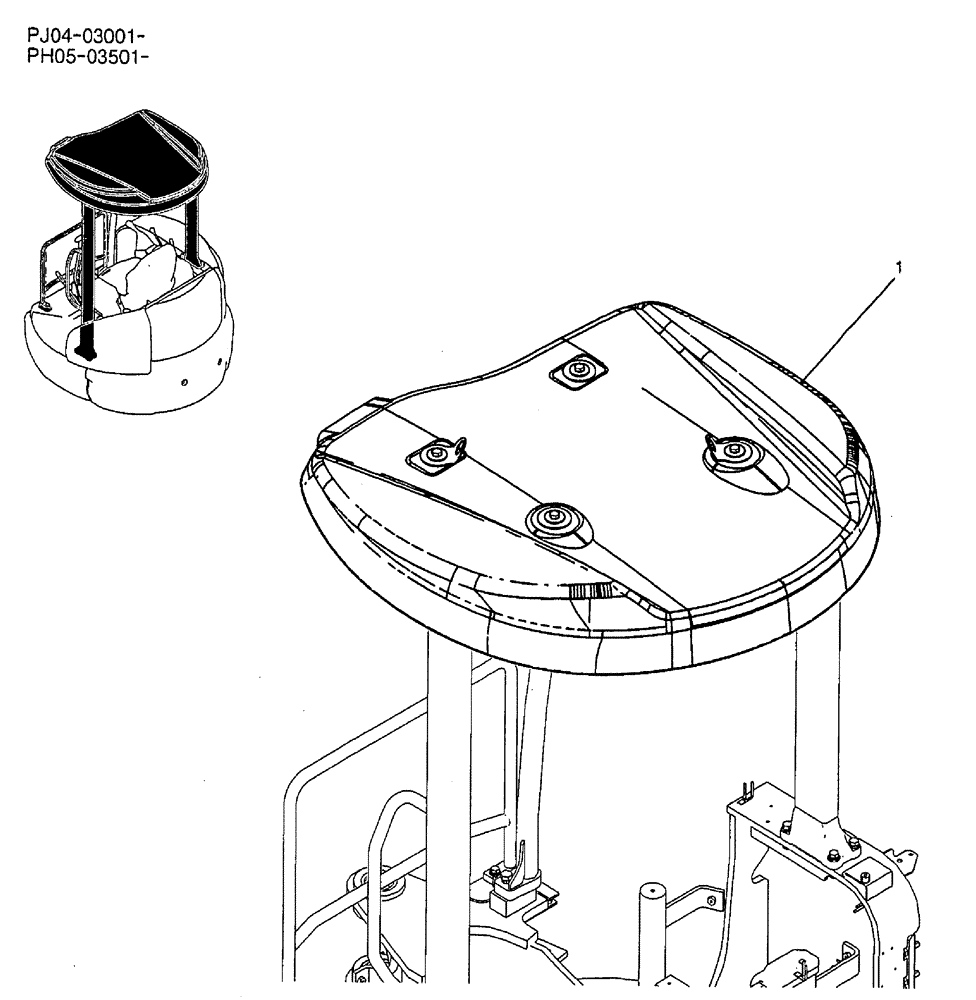 Схема запчастей Case CX50B - (02-074) - CANOPY INSTAL (05) - SUPERSTRUCTURE