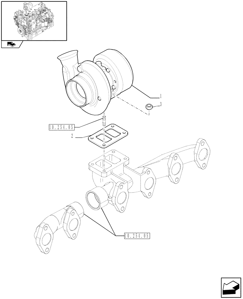 Схема запчастей Case F4DFE613J A004 - (10.250.02) - TURBOCHARGER (10) - ENGINE