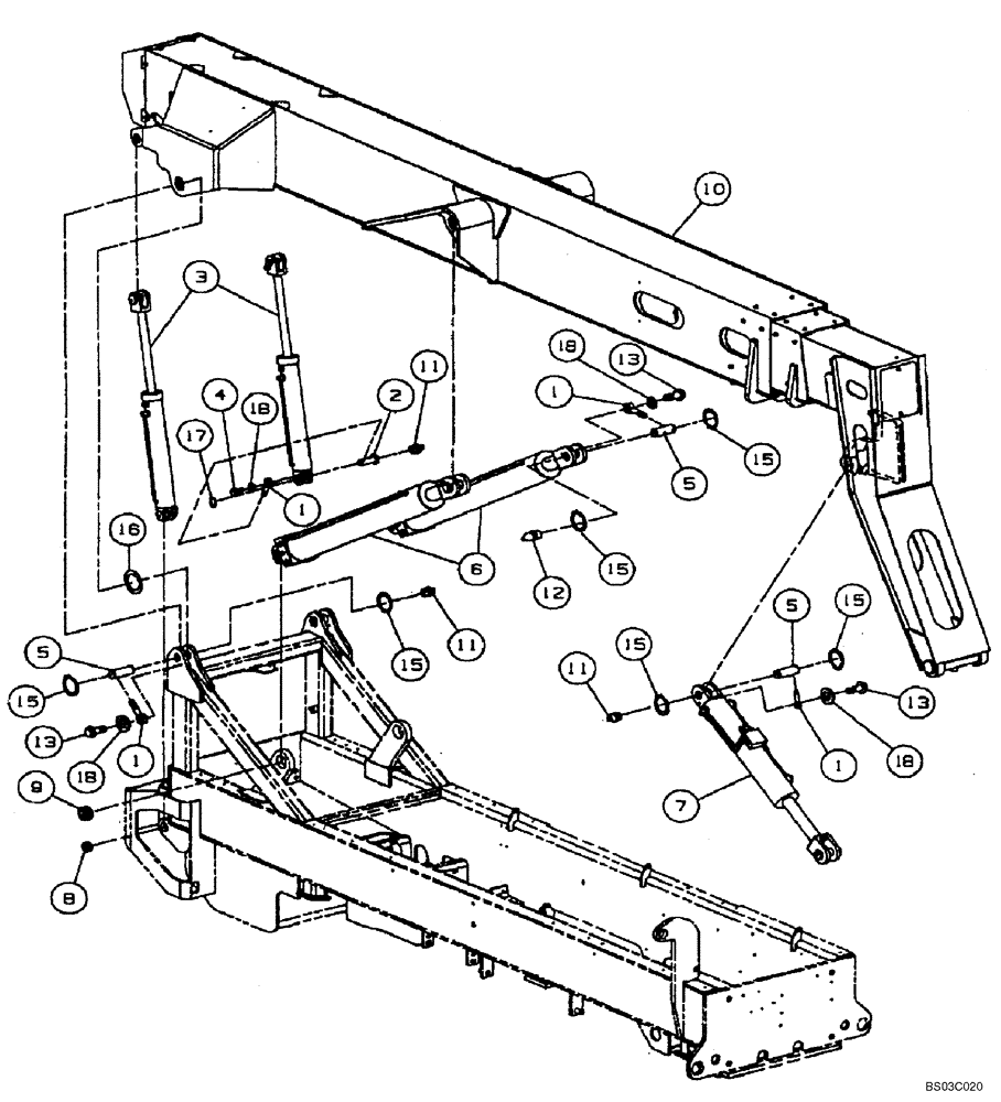 Схема запчастей Case 686G - (9-28B) - BOOM ASSEMBLY & CYLINDERS (ASN 686G JFE0000705; 686GXR JFE0001847; 688G JFE0003612) (09) - CHASSIS/ATTACHMENTS