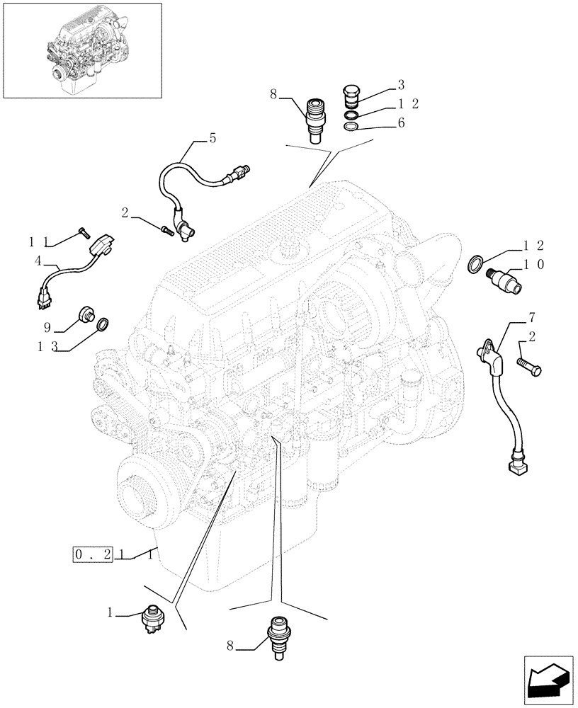 Схема запчастей Case F3AE0684E B006 - (0.17.1[01]) - MOTOR SENSORS (504058915 - 504085690) 