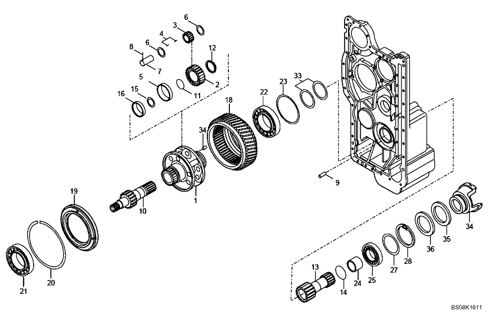 Схема запчастей Case 330B - (18A00001004[001]) - DIFFERENTIAL (P.I.N. HHD0330BN7PG57000 AND AFTER) (84168635) (03) - Converter / Transmission