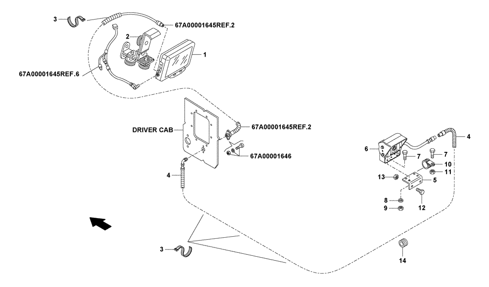 Схема запчастей Case 330B - (67A00001705[001]) - CLOSED CIRCUIT TV OPTION (87561402) (13) - Electrical System / Decals