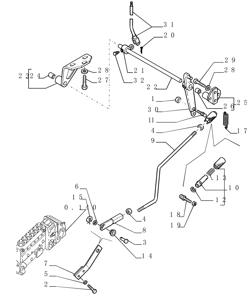 Схема запчастей Case 1850K - (0.520[01]) - THROTTLE CONTROL (01) - ENGINE