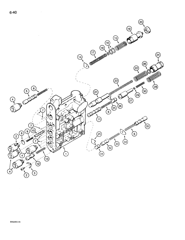 Схема запчастей Case 721 - (6-40) - TRANSMISSION ASSEMBLY, CONTROL VALVE, PRIOR TO P.I.N. JAK0022758 (06) - POWER TRAIN