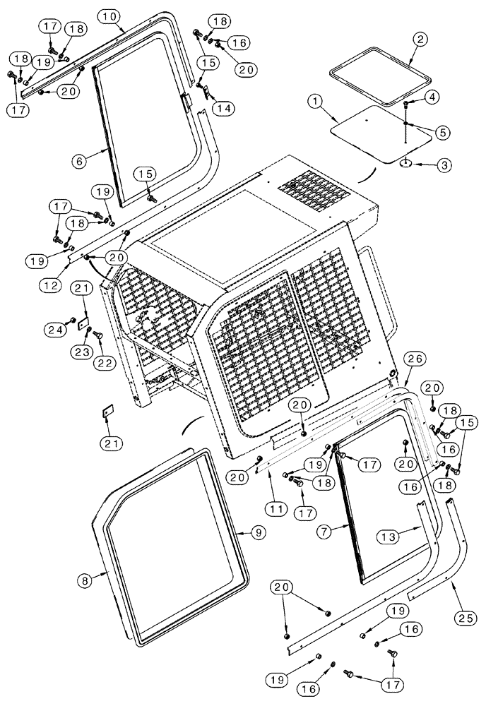 Схема запчастей Case 75XT - (09-47) - WINDOWS - SIDE AND TOP (09) - CHASSIS