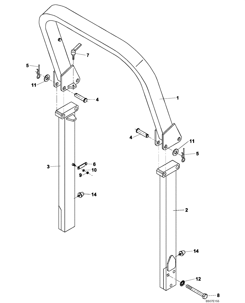 Схема запчастей Case DV201 - (12-570/12[01]) - FRAME ROPS (GROUP 570/12) (09) - CHASSIS/ATTACHMENTS