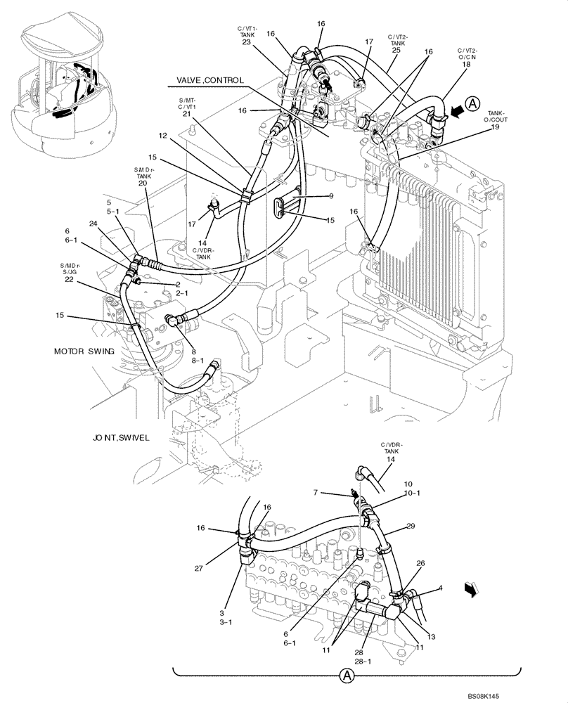 Схема запчастей Case CX50B - (01-030) - HYDRAULIC LINES, RETURN (PY32H00007F1) (05) - SUPERSTRUCTURE