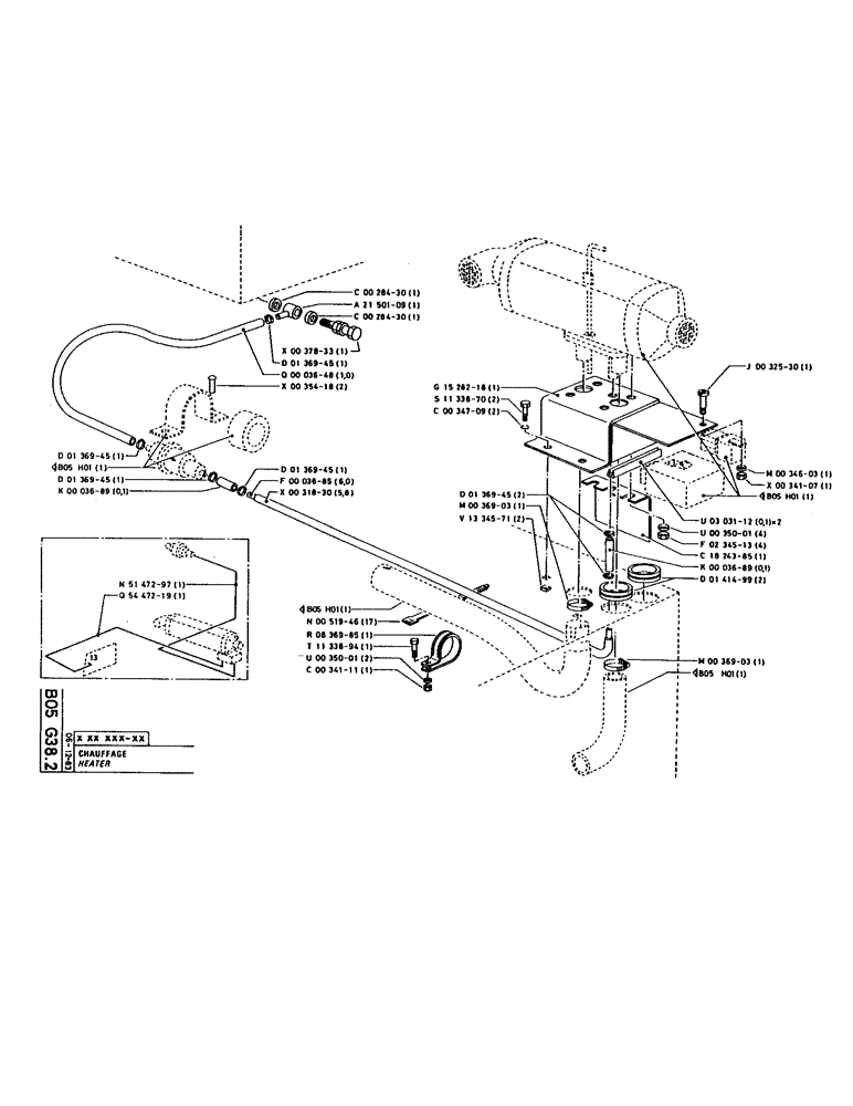 Схема запчастей Case 220 - (049) - HEATER (12) - Chassis/Attachments