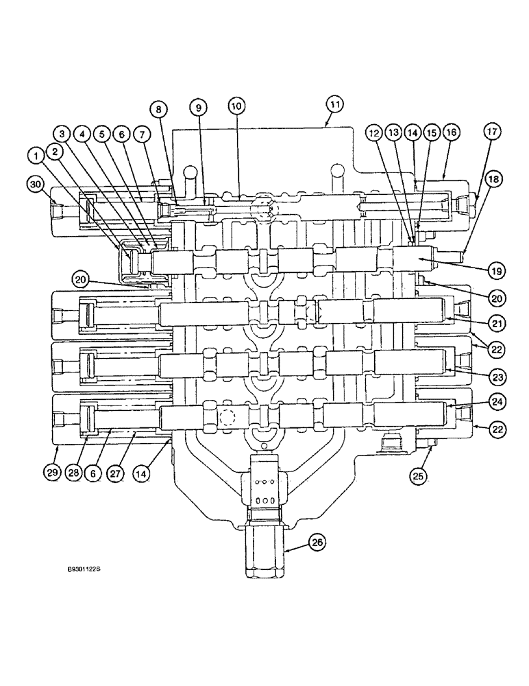 Схема запчастей Case 9010 - (8-62) - 153082A1 CONTROL VALVE ASSY, L.H. SECTION,ARM 1,SWING,BOOM 2,LEFT TRAVEL & TRAVEL PRIORITY SPOOLS (08) - HYDRAULICS