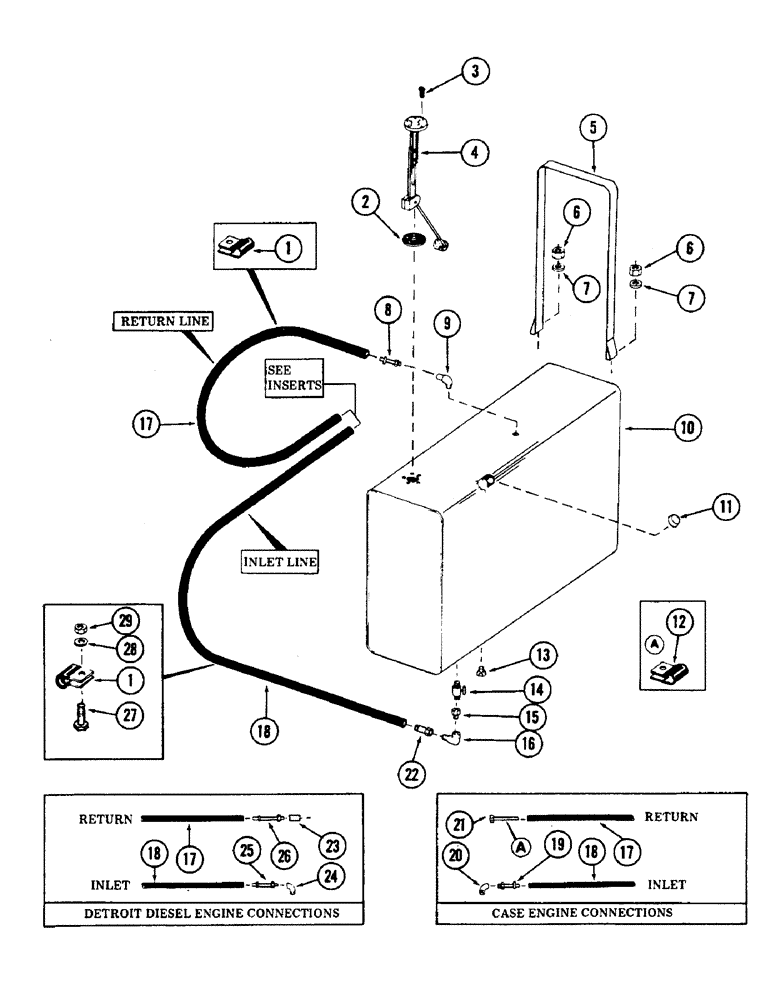 Схема запчастей Case 50 - (058) - FUEL TANK AND LINES, (USED ON UNITS W/ SN. 6279926-6280344) (SN. 6279926 & AFTER) (10) - ENGINE