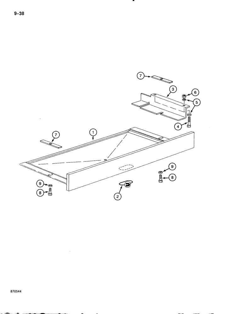 Схема запчастей Case 888 - (9-038) - TURNTABLE LOWER ACCESS COVER (09) - CHASSIS