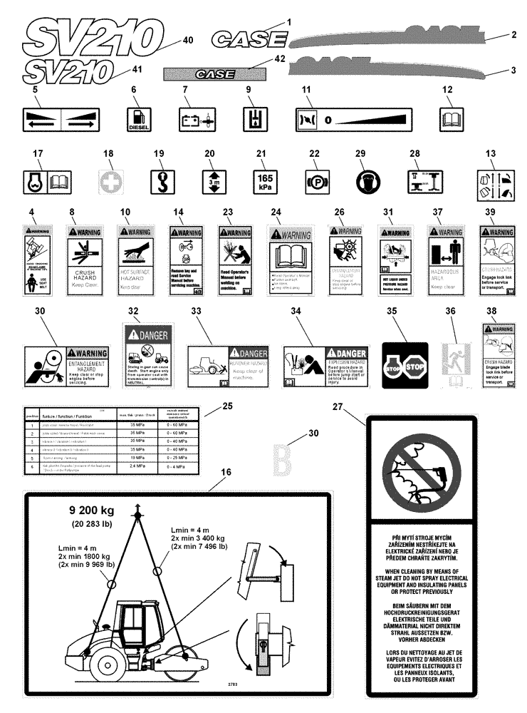 Схема запчастей Case SV210 - (12-028-00[02]) - DECALS - NORTH AMERICA (09) - CHASSIS