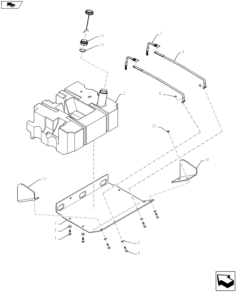 Схема запчастей Case 721F - (10.216.02) - FUEL TANK INSTALLATION, MOUNTING PARTS (10) - ENGINE