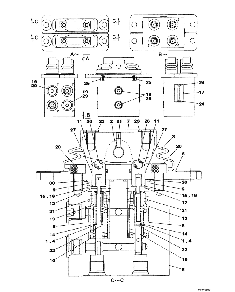 Схема запчастей Case CX80 - (08-82) - VALVE ASSY - PEDAL CONTROL (08) - HYDRAULICS